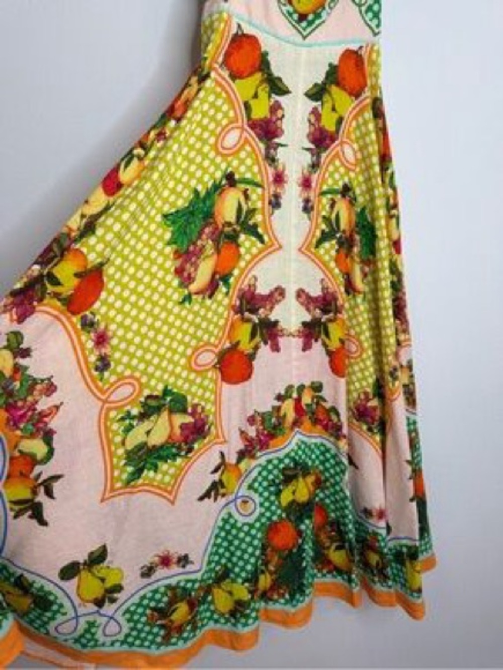 Alemais Green & Multi-Color Fruit-Print Spaghetti-Strap Maxi Dress - Picture 2 of 4